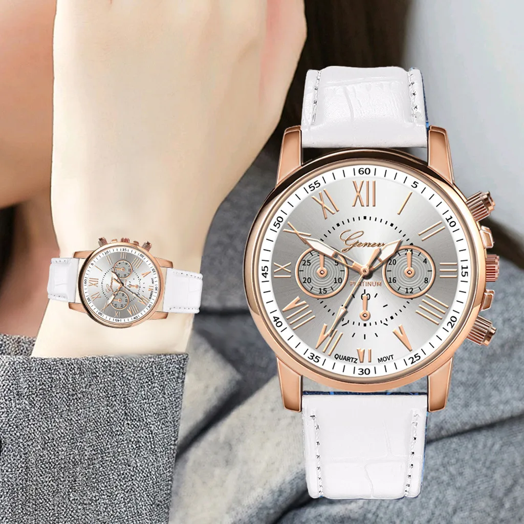 

A1538 Leather Band Relogio Feminino Round Wristwatch Reloj Mujer Quartz Analog Zegarek Damski Watches Montre