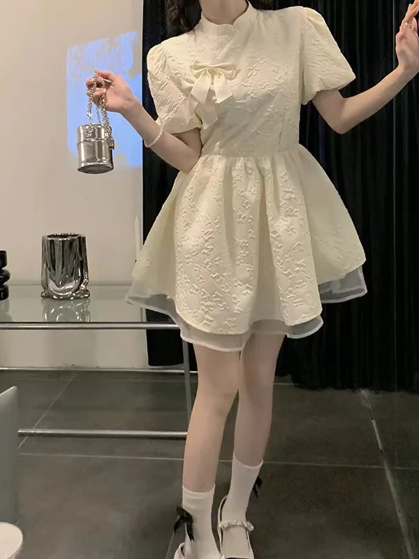 Платье с принтом Новинка лета 2024 милое платье коротким рукавом для девушек