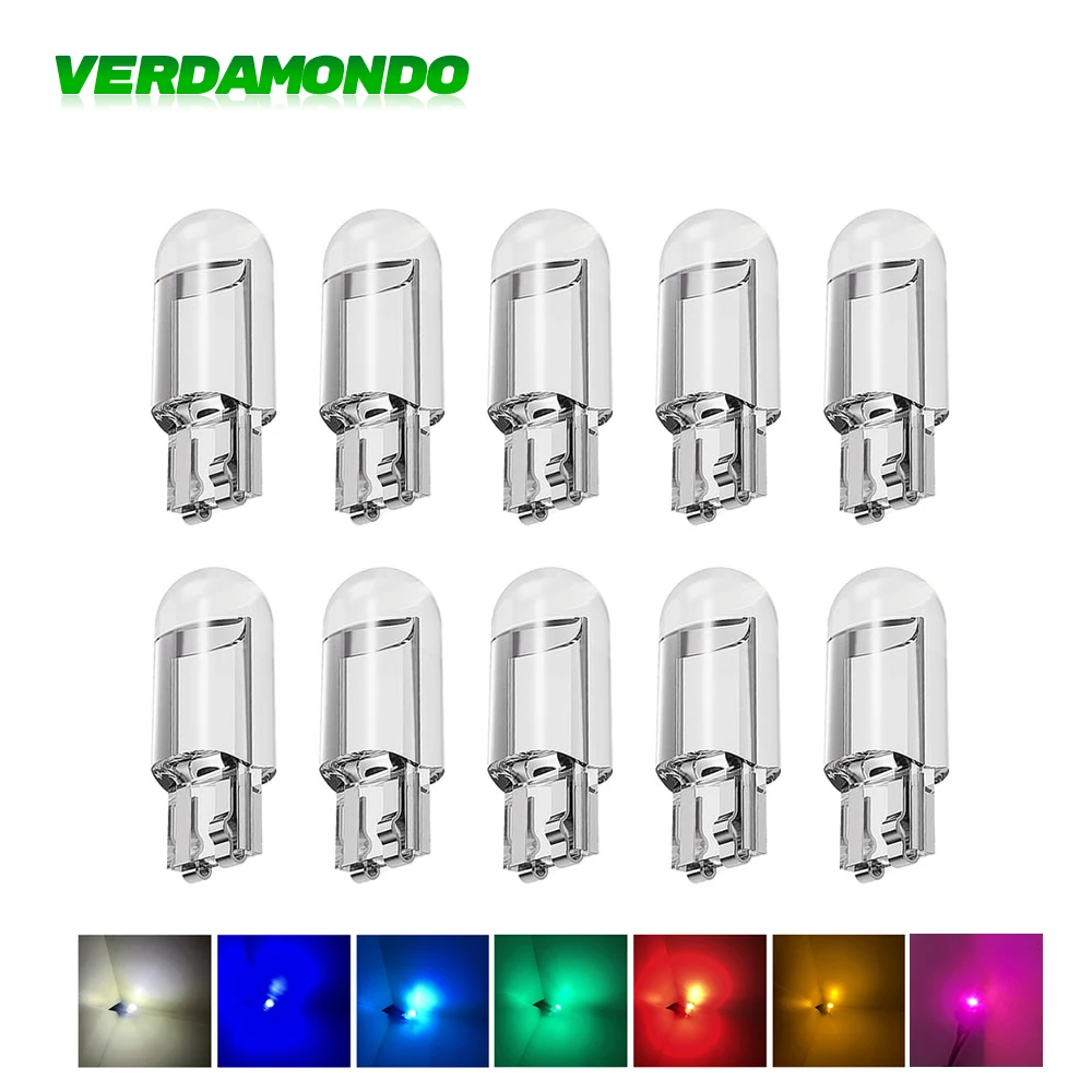 

10 шт., Автомобильные светодиодные лампы T10 W5W 194 168 12 В DC