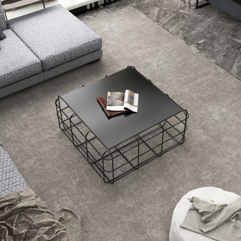 

Minimalist tea table light luxury modern living room home tea table small apartment Nordic iron art tea table square simple tea
