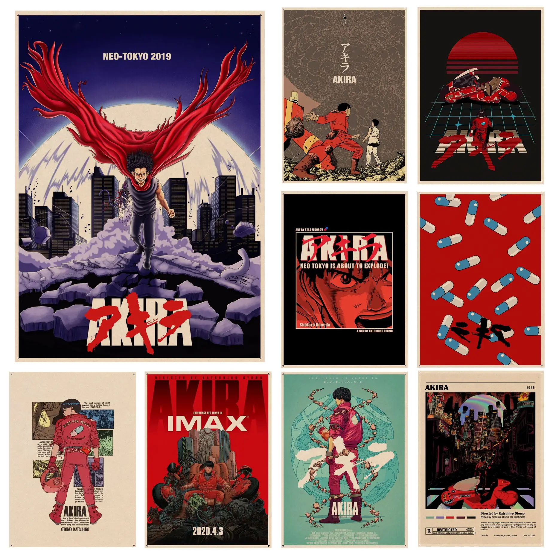 

Japanese Anime Movie Akira Classic Anime Poster Decoracion Painting Wall Art Kraft Paper Stickers Wall Painting