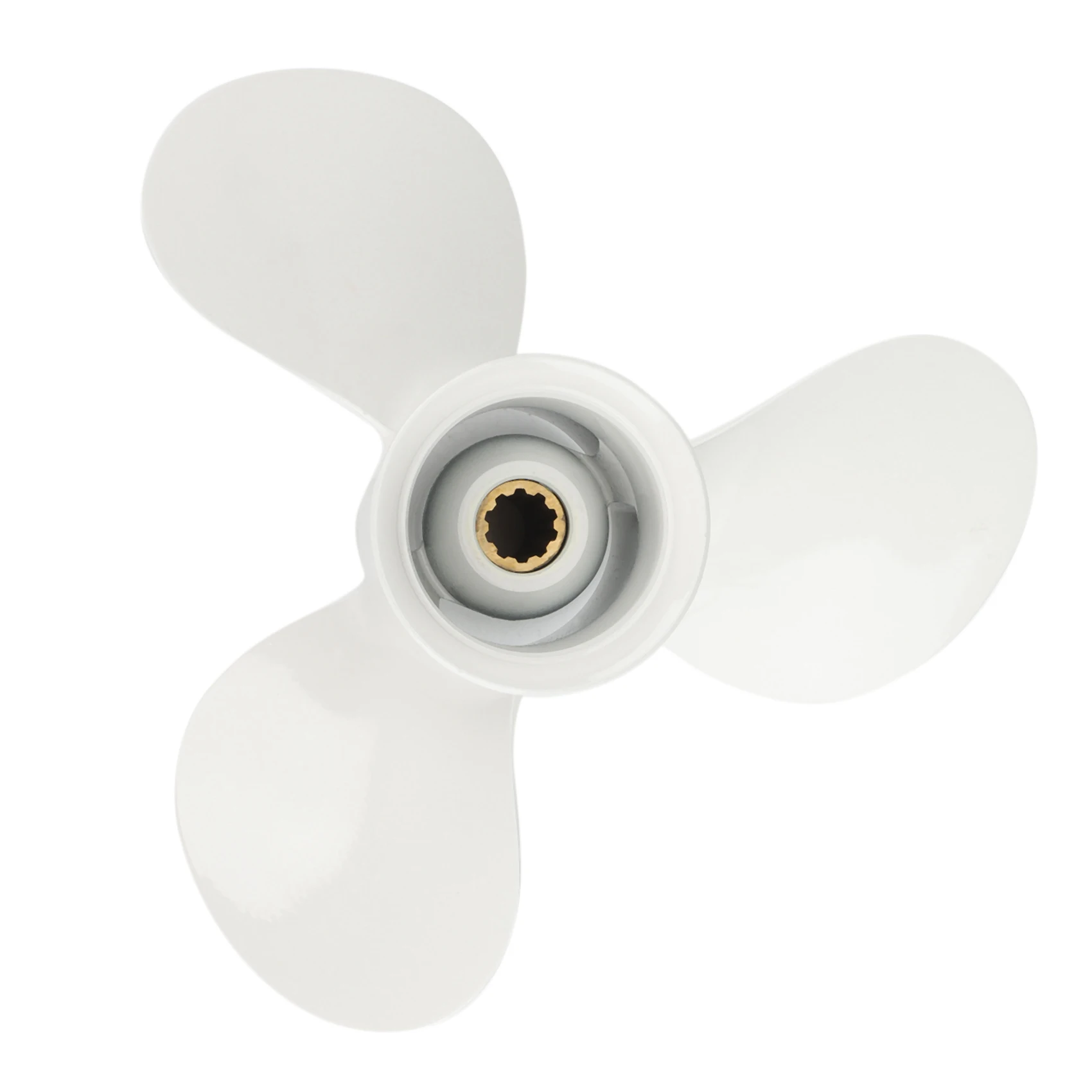 

664-45952-00-EL 9 7/8 X 14 Aluminum Boat Outboard Propeller For Yamaha 20-30HP White 10 Spline Tooth 3 Blades R Rotation