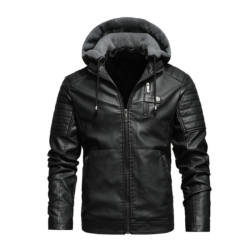 

Men Winter New Leather Jackets Coat Motorcylce Casual Fleece Thicken Motorcycle PU Jacket Biker Warm Leather Men Brand Clothing