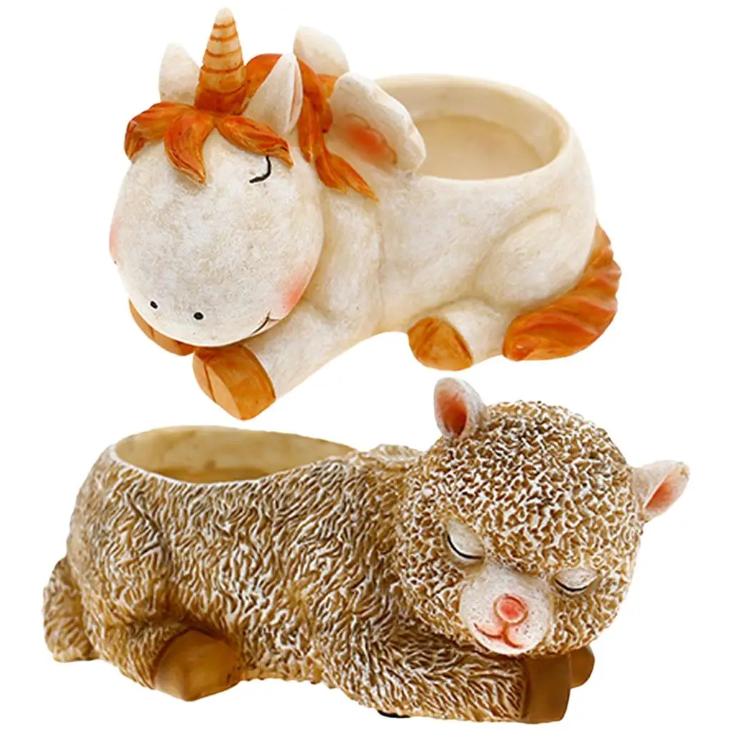 Единорог альпака животные оформление стола цветочные горшки украшения