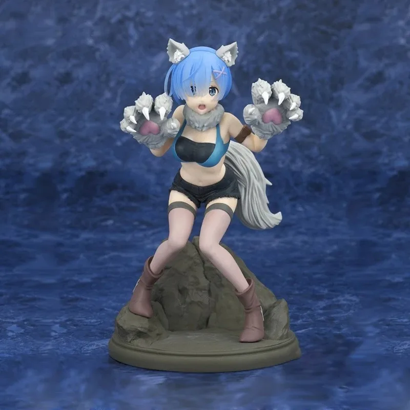 

Anime Figure Re:Life In A Different World From Zero Rem Ram Sexy Halloween Dresses Gray Wolf Model PVC Collection Gift Toy 19CM