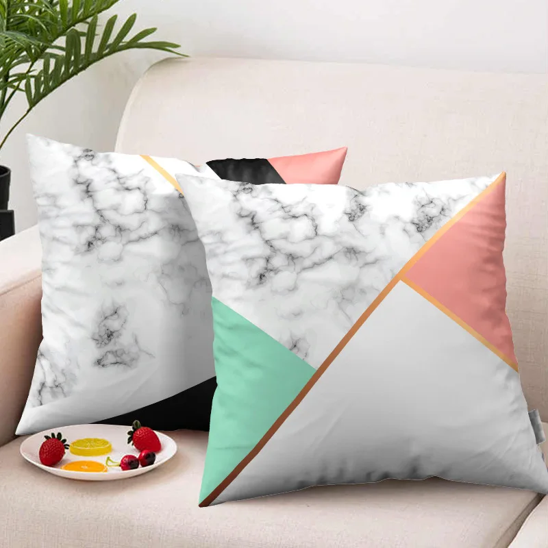 

1PC Nordic Marble Geometry Pattern Soft Velvet Home Decor Pillowcase Car Couches Sofa Cushion Cover Home Textiles Pillow Case