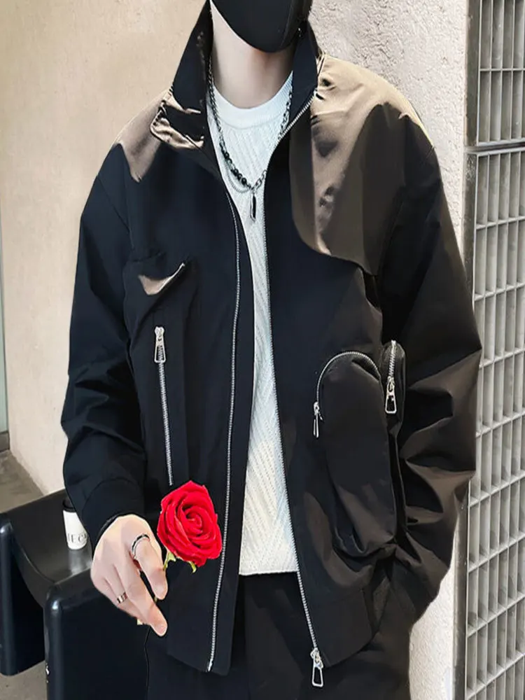 Куртка-бомбер мужская в стиле ретро однотонная бейсбольная куртка с большими