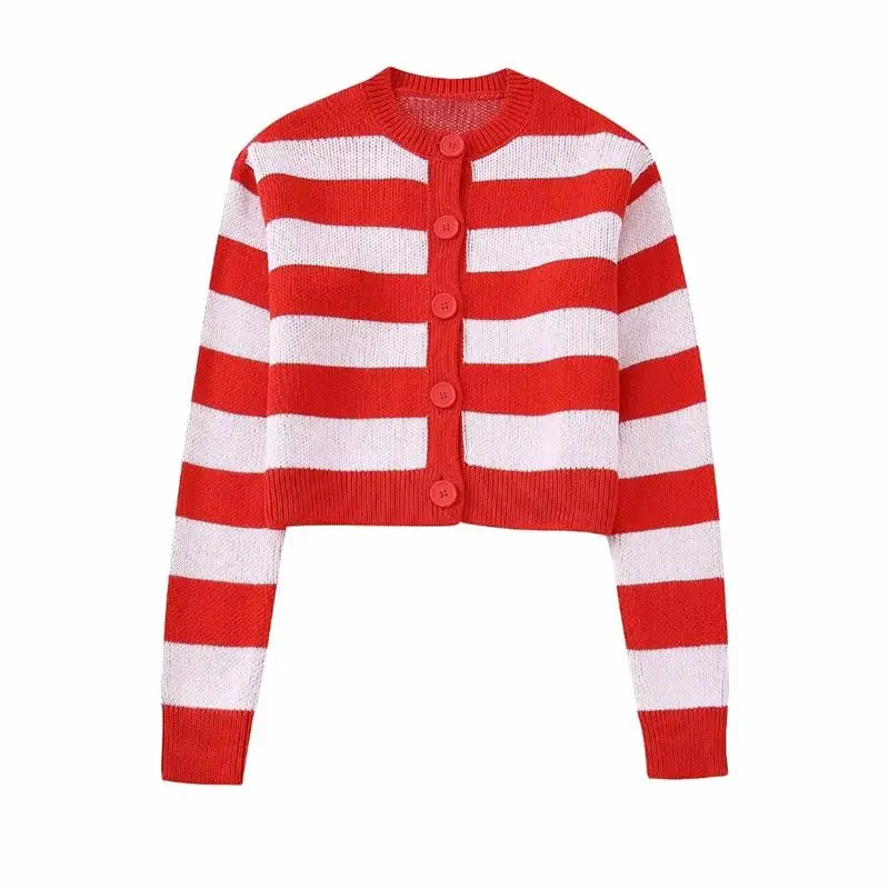 

Cardigan Sweater 2022 New Striped Cotton Women's Sweater Cardigan Jacket Elegant Fashion Slim O Neck Long Sleeve Autumn Sweater