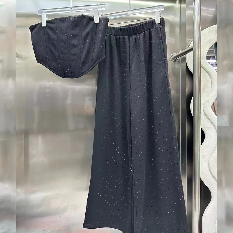 

Женские летние комплекты 2023 года, топ-труба + штаны, сексуальные топы с длинными брюками, 2 цвета, повседневные Костюмы