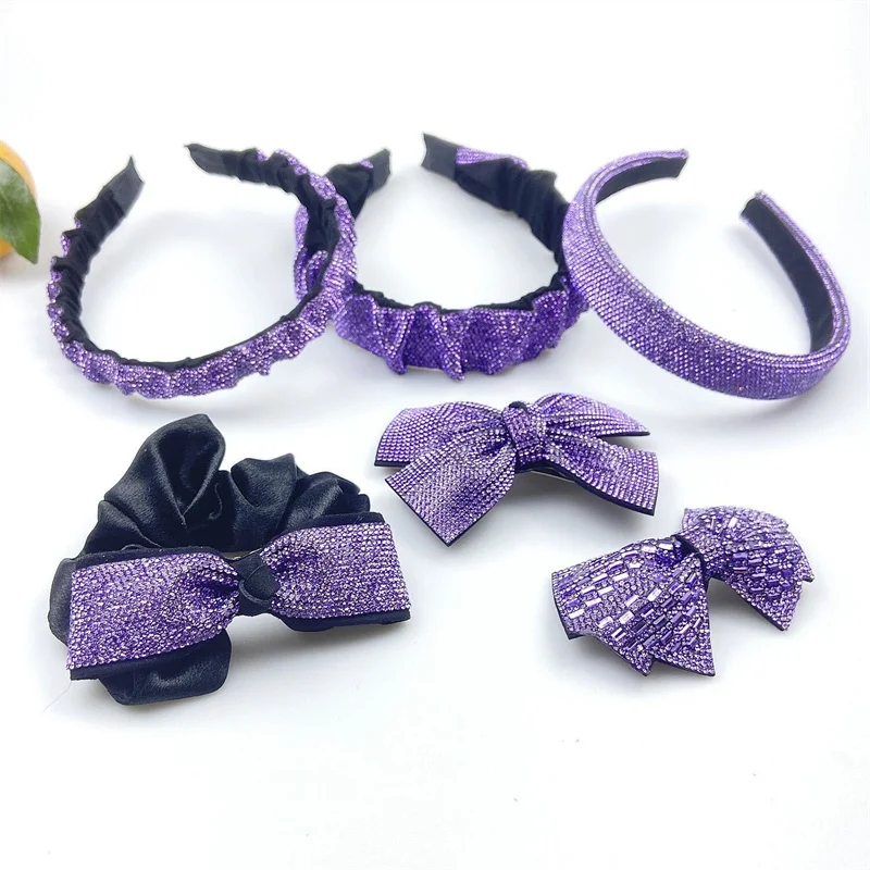

Purple Rhinestone Headbands for Women Hairband Barrettes Scrunchies Hair Tie Clip Accessories Wholesale