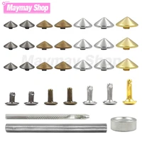 conical rivet spikes for diy round rivet base and tools clothes shoes bags leathercraft accessories 100sets 5mm 12mm