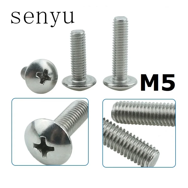 

304 stainless steel Truss screw M5 Crosss recessed mushroom screws 10/20 pcs phillips screws Mushroom Head Large Machine Screws