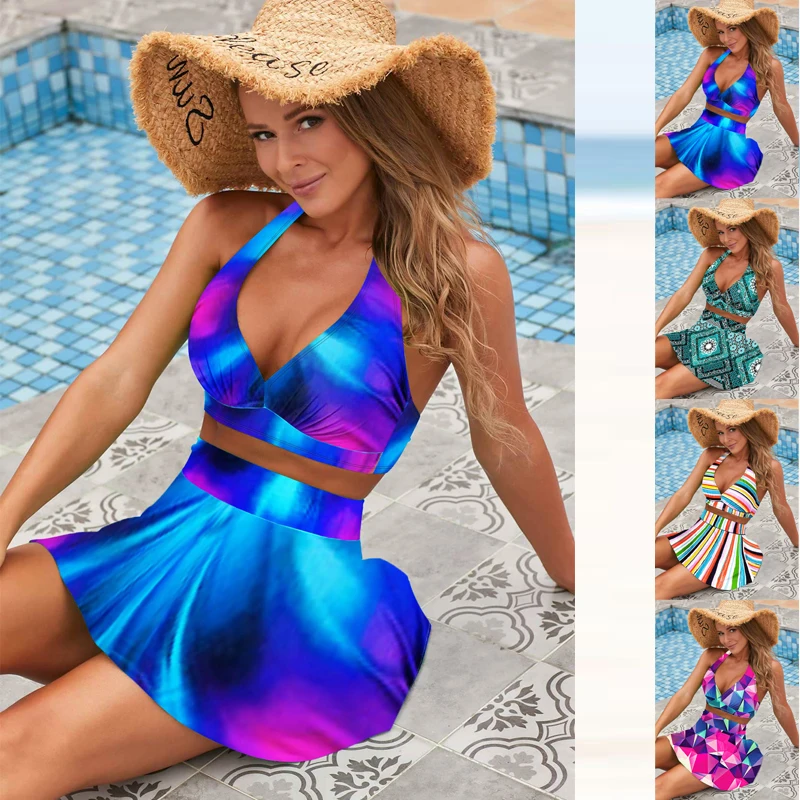 

Новинка 2022, Женский раздельный купальник, сексуальный купальник из двух частей, женский свободный пляжный купальник с принтом в полоску