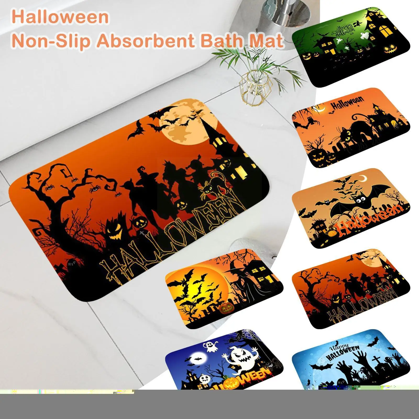 

Halloween Doormat Anti-slip Absorb Bath Mat Printed 40*60cm Bathroom Floor Style Halloween Mats Home Kitchen Floor Mat Bedr K2L8