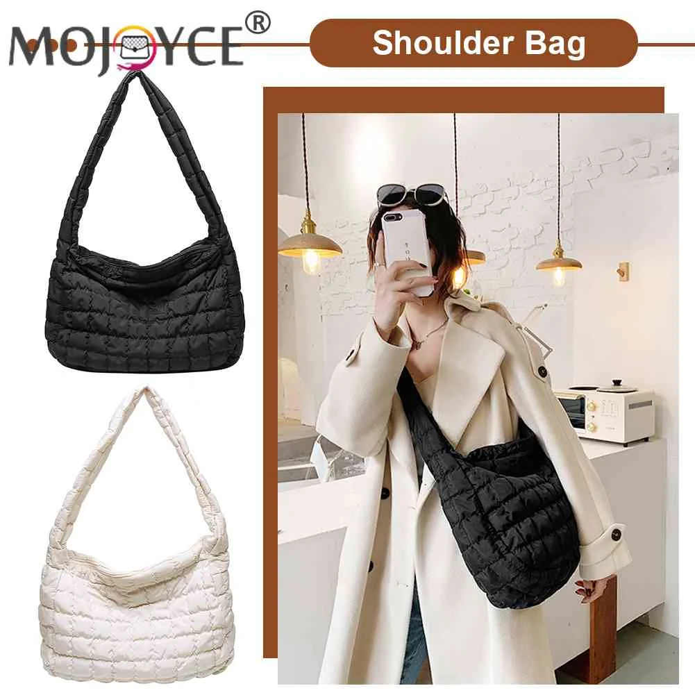 

Casual Lattice Pattern Top-handle Bag Solid Eiderdown Women Shoulder Handbag Large Capacity Street Travel High Quality Satchel