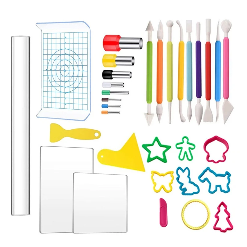 

Polymer Clay Cutters Set of 32 DIY Handmade Clay Polymer Kit Supplies for Earring Making Small Polymer Clay Cutter Gadget Device