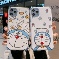 anime doraemon cartoon lambskin phone cases for iphone 13 12 11 pro max xr xs max 8 x 7 se 2020 couple anti drop soft cover
