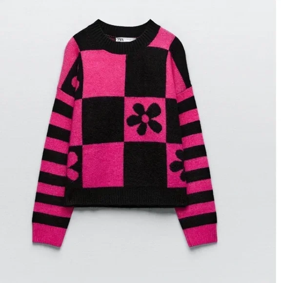 Винтажный эстетический женский повседневный пуловер Harajuku 2024 зимние модные