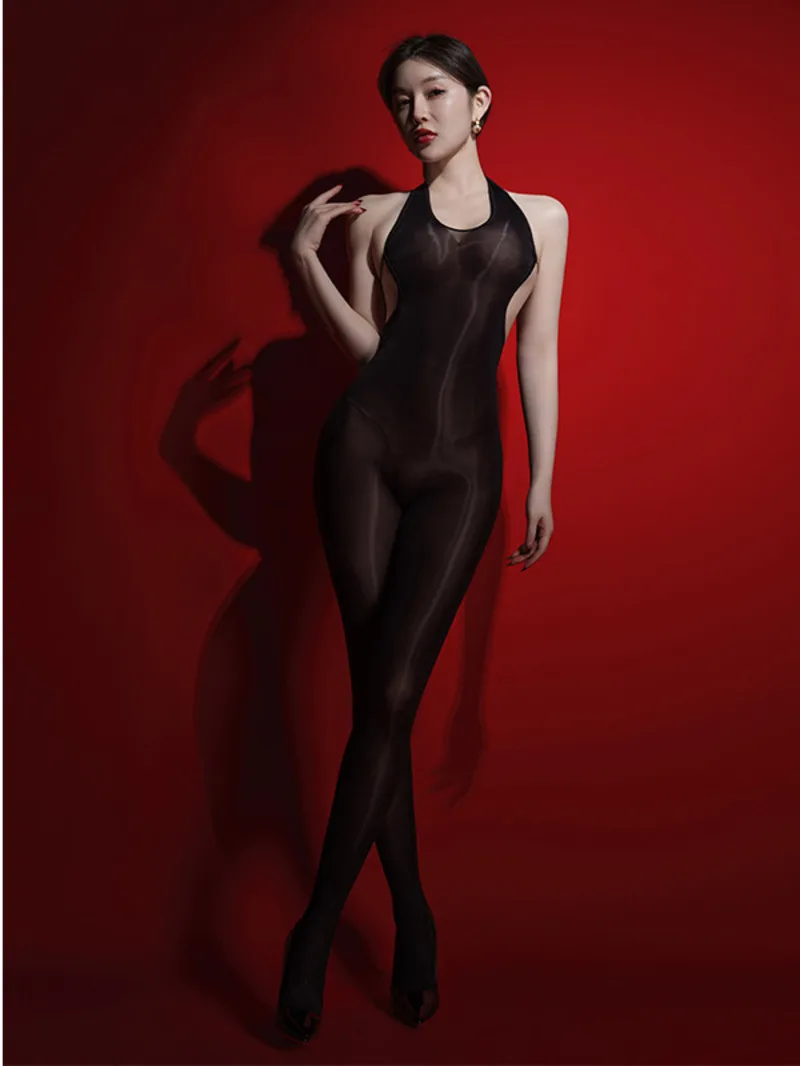 Новинка 2024 шелковые чулки с открытой спиной и V-образным вырезом тонкий стильный