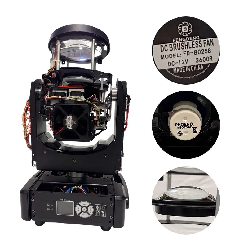 0-TAX CE/ROHS Sailwin Professional 230W 7R MINI230 Stage DMX512 Lyre Sharpy Beam Light Moving Head Wash Gobo Spot Lights