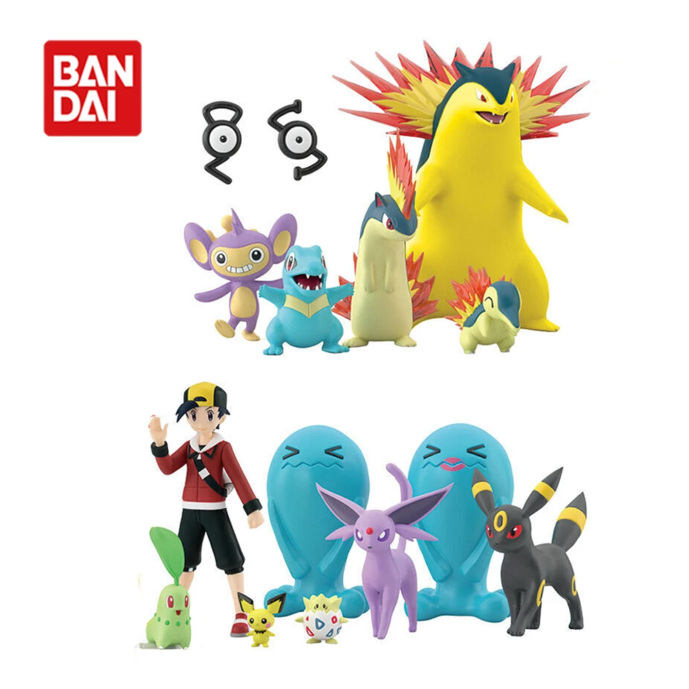 

Bandai Scale World Pokemon Figure Johto Region Ethan Wobbuffet Typhlosion Action Figure Model Collectible Toys