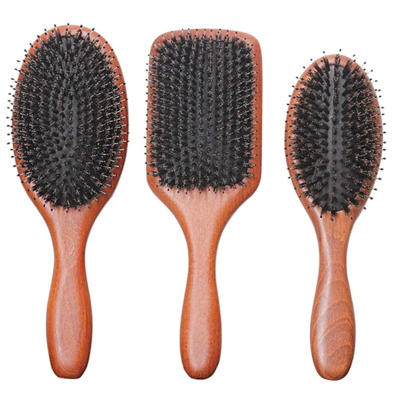 

Wooden Handle Bristle Air Cushion Massage Comb Anti-static Hair Brush Boar Bristle Massage Air Cushion Comb Hairdressin