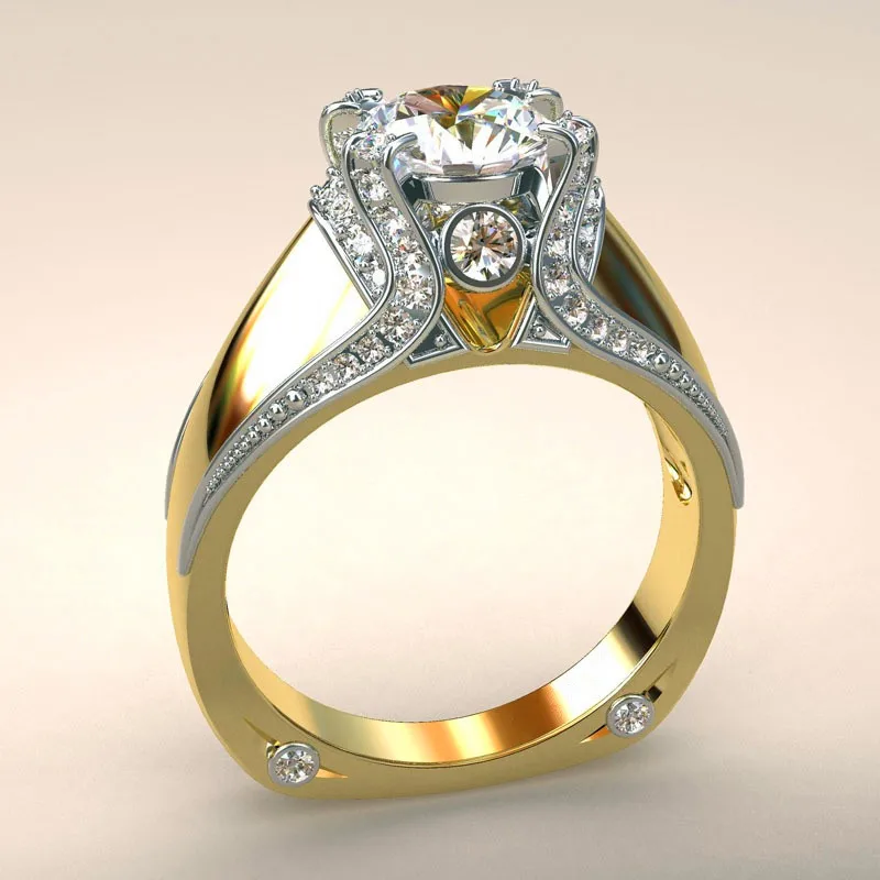 

Popular Vintage Female Zircon Stone Ring Unique Style Crystal Wedding Ring Promise Engagement Rings For Women