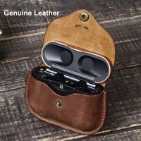 2022 genuine leather case for sony wf 1000xm3 bluetooth wireless earphone bag charging box for sony wf 1000 xm3 cover funda