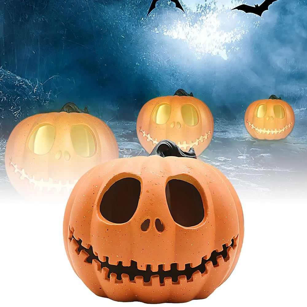 

24Cm Halloween Jack-O-Lantern Pumpkin Led Light Lamp Creative Decoration Flashing Ghost Festival Glowing Park Indoor Garden