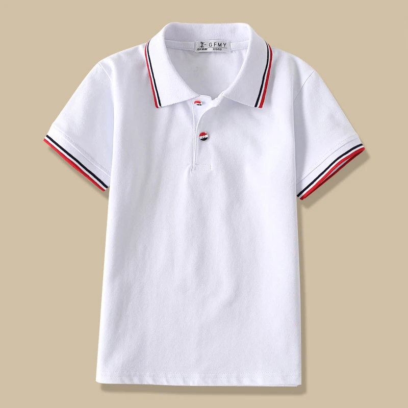 Новые детские спортивные футболки на пуговицах хлопковая Детская летняя одежда