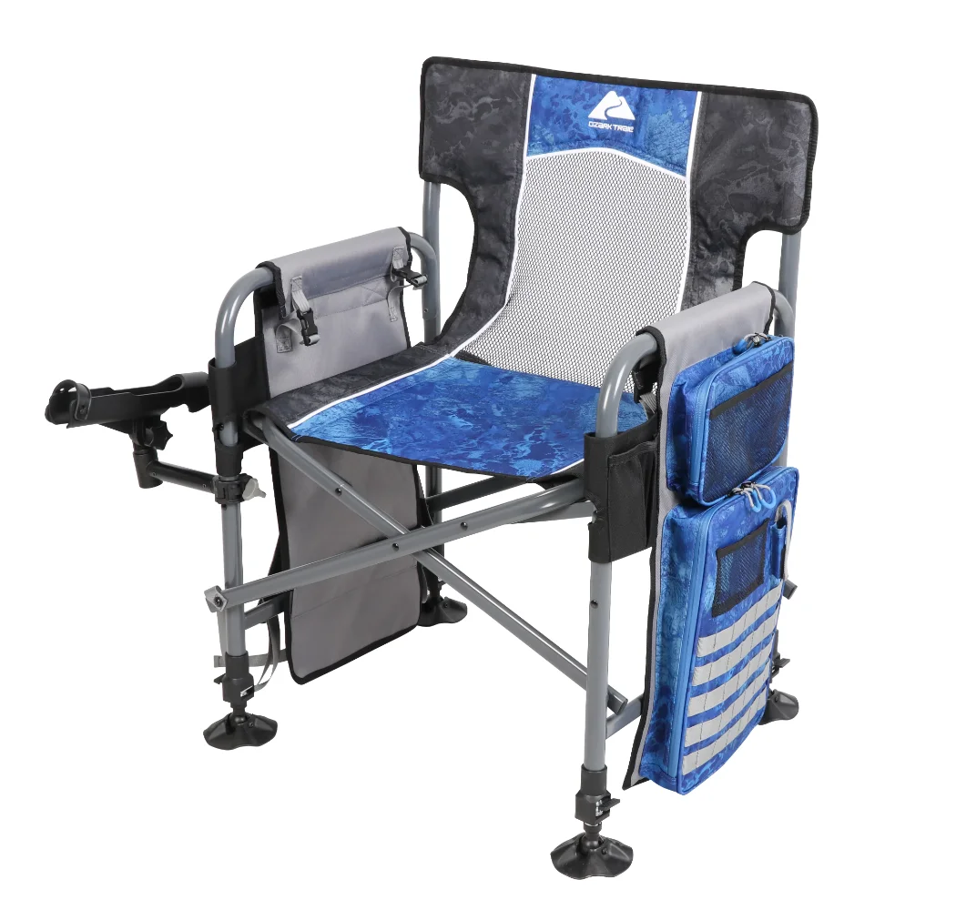 

Ozark Trail Camping Director Fishing Chair, Blue, Adult,USA FAST