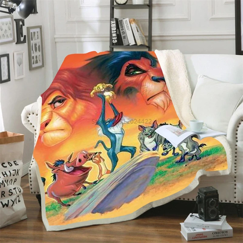 

Cartoon The Lion King Disney Sherpa Fleece Blanket Two Layer Children's Plush Throw Blanket Soft Warm Sofa Bed Portable Blankets