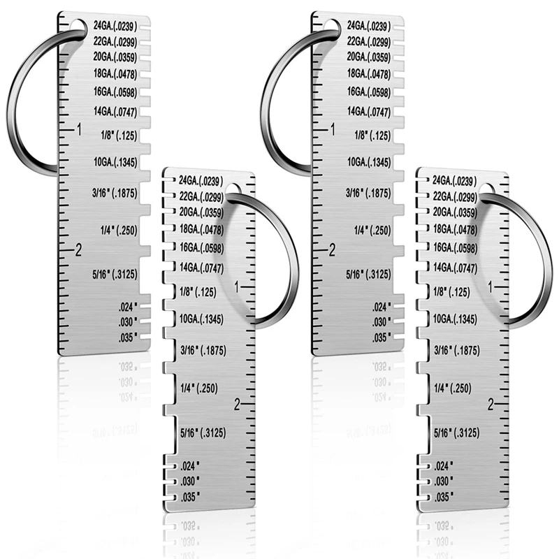 

4Pcs Double Sided Wire Metal Sheet Thickness Gauge Portable Metal Gauge Thickness Tool ,Silver