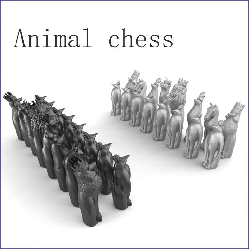 Animal_chess 3D model for 4 axis circular diagram 3D carved sculpture cnc machine in STL file chess
