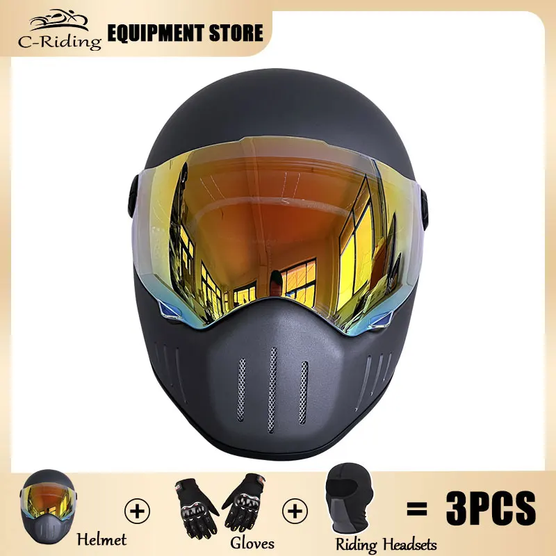 Мотоциклетный шлем на все лицо емкостный для взрослых