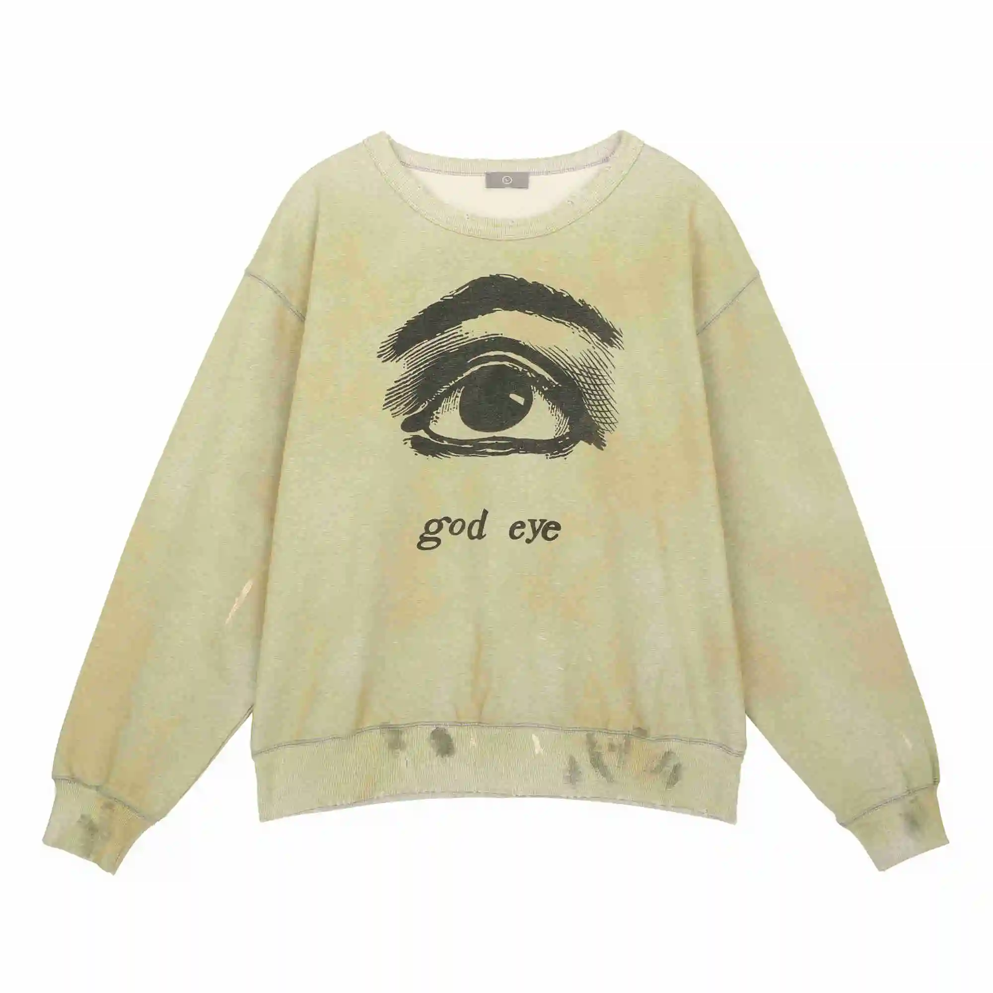 

Men Women Sweatshirts Solid Thickened Crewneck Kanye Destroy Big Eyes Printed Sweater High Street