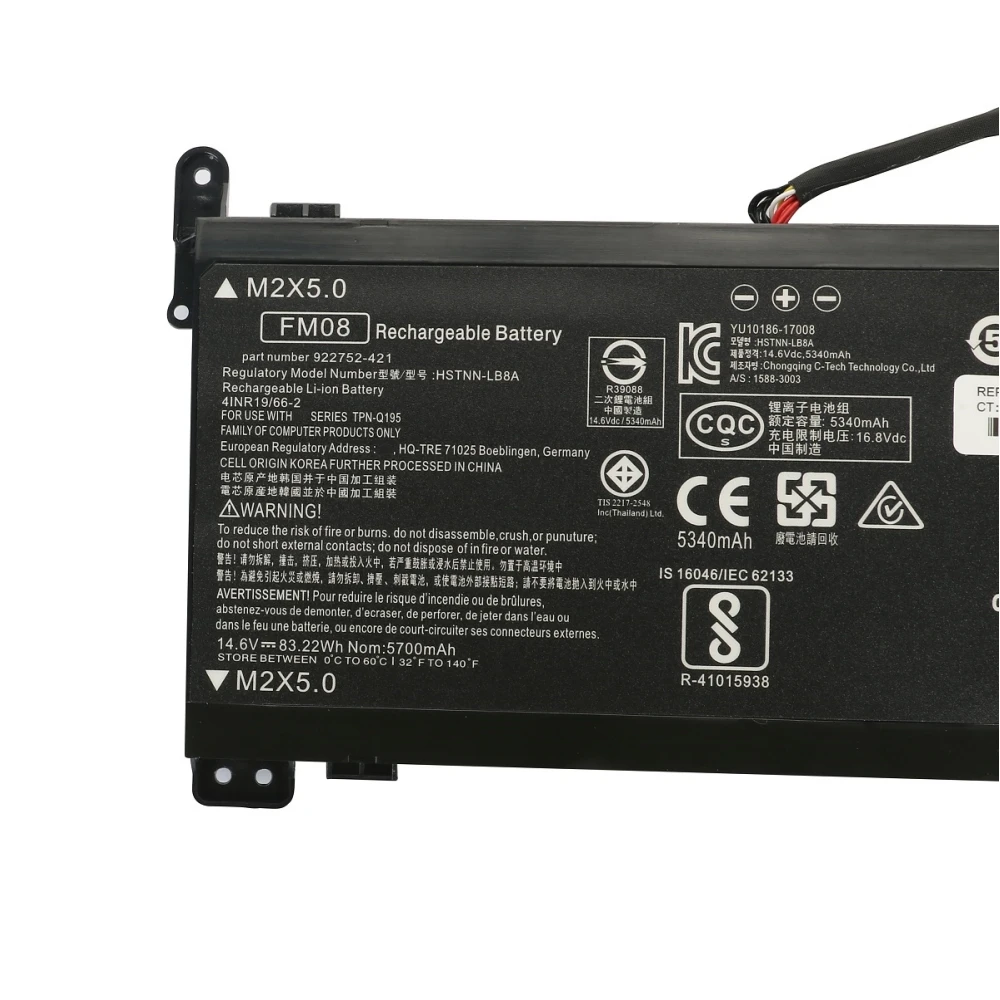 FM08 HSTNN-LB8A 12-линейный аккумулятор для ноутбука Hp Omen 17-AN018NB/AN193NG TPN-Q195 серии ноутбуков