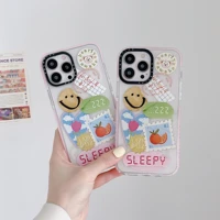 ins fashion smiley sticker phone cases for iphone 13 12 11 pro max xr xs max x 78plus couple fashion anti drop soft tpu cover