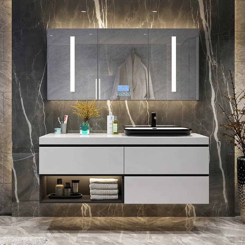 FQ Light Luxury Stone Plate Bathroom Cabinet Combination Modern Minimalist Washstand