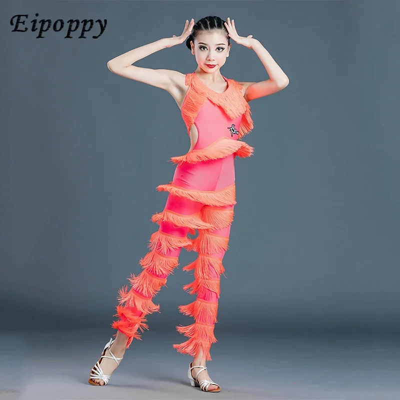 Женское платье для латиноамериканских танцев комбинезон с бахромой и кисточками