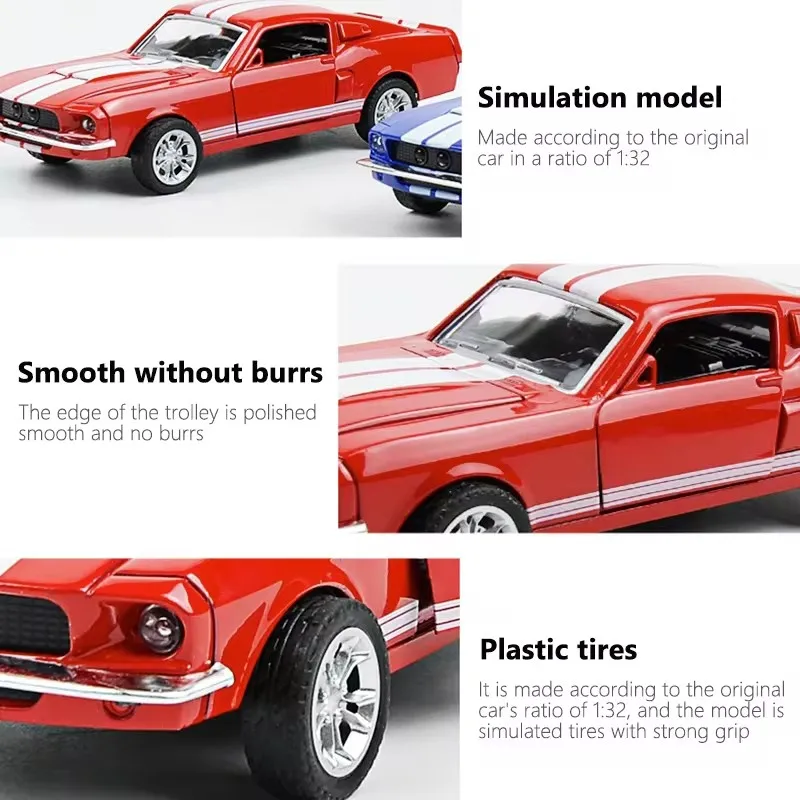 Классическая винтажная модель в масштабе 1:32 для Ford Mustang GT 1967 GT500 ретро-подарок
