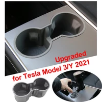 upgraded car cup holder for tesla model 3y accessories 2021 card slot interior parts center console non slip water cup insert