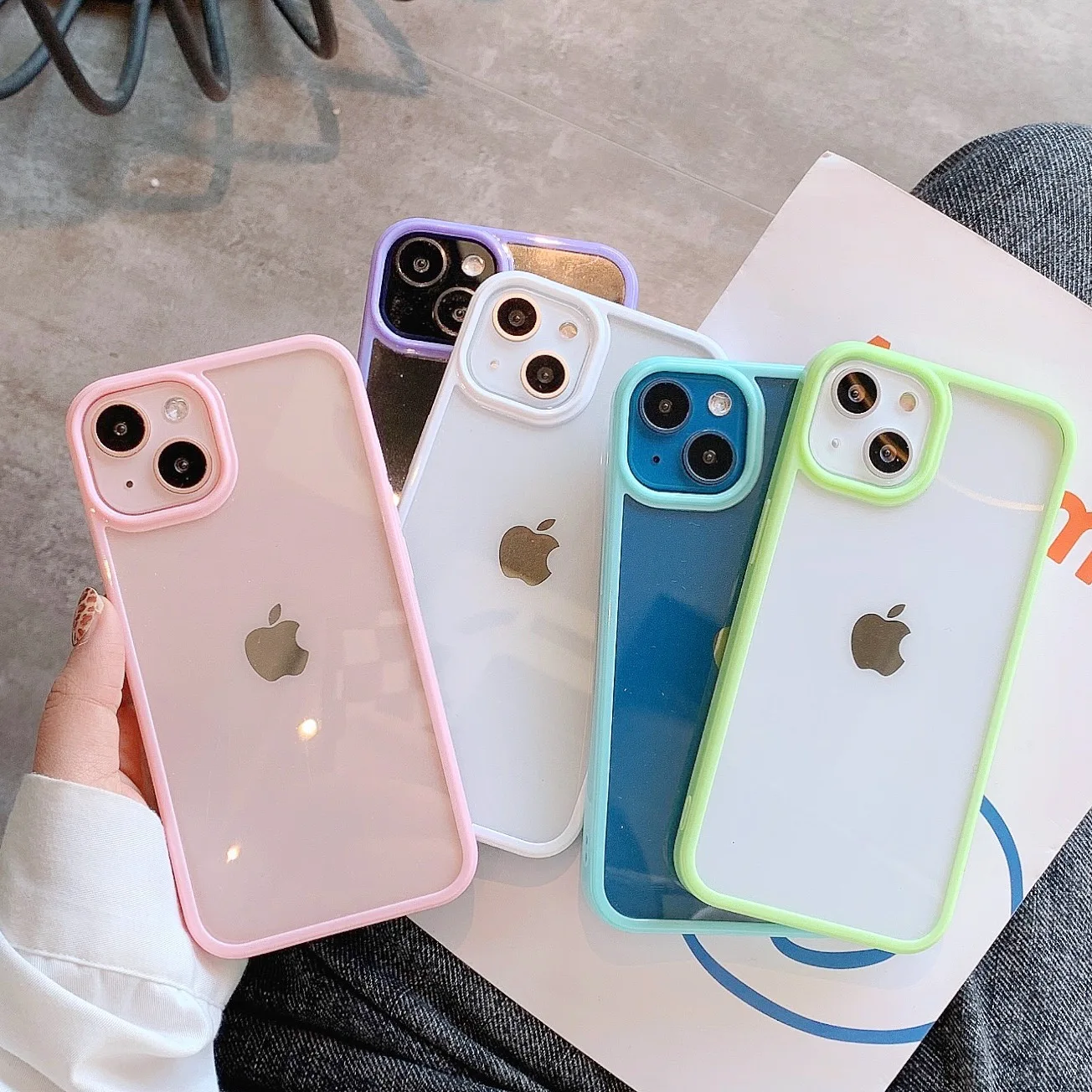 

Candy Shockproof Silicone Bumper Phone Case For iPhone 14 11 12 13 Pro Max X XS XR 8 7 Plus SE Transparent Protection Back Cover
