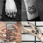 Водонепроницаемая Временная тату-наклейка для макияжа тела, пламя, пальчиковые татуировки, улыбка, черный квадратный цветок розы, художественная вспышка, поддельные татуировки
