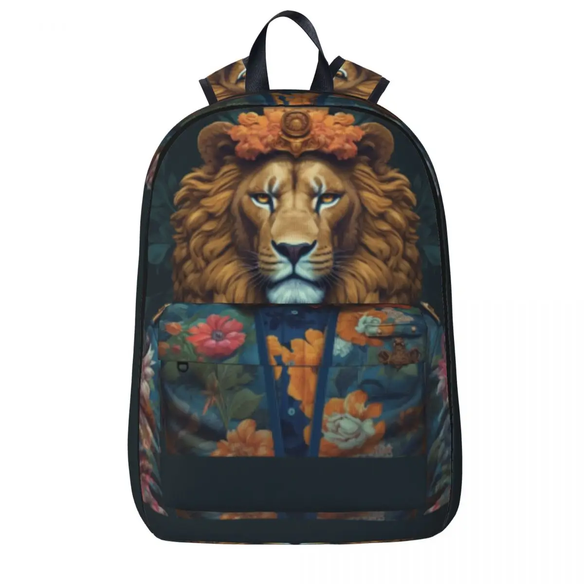 

Lion Backpack Dapper Clothing Amazing Portraits Boy Girl Polyester Trekking Backpacks Soft Fun High School Bags Rucksack