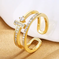 kose niche design full diamond ring ins tide personality fashion temperament tail ring simple double layer adjustable open ring