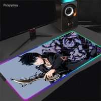 Solo Leveling RGB Mouse Pad XXL Anime Computer Keyboard PC Mice Mat Carpet Gaming Accessories LED Gamer USB Gaming Desk Mousepad