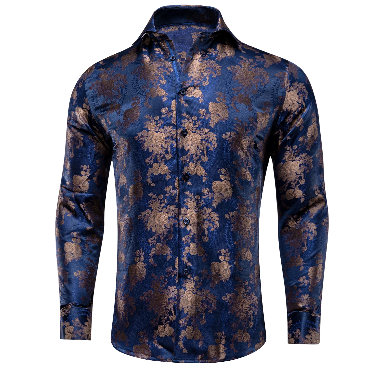 Hi-Tie Mens Silk Shirts Jacquard Paisley Floral Long Sleeve Lapel Shirt Blouse for Spring Autumn 30 Colors Casual Paisley Floral