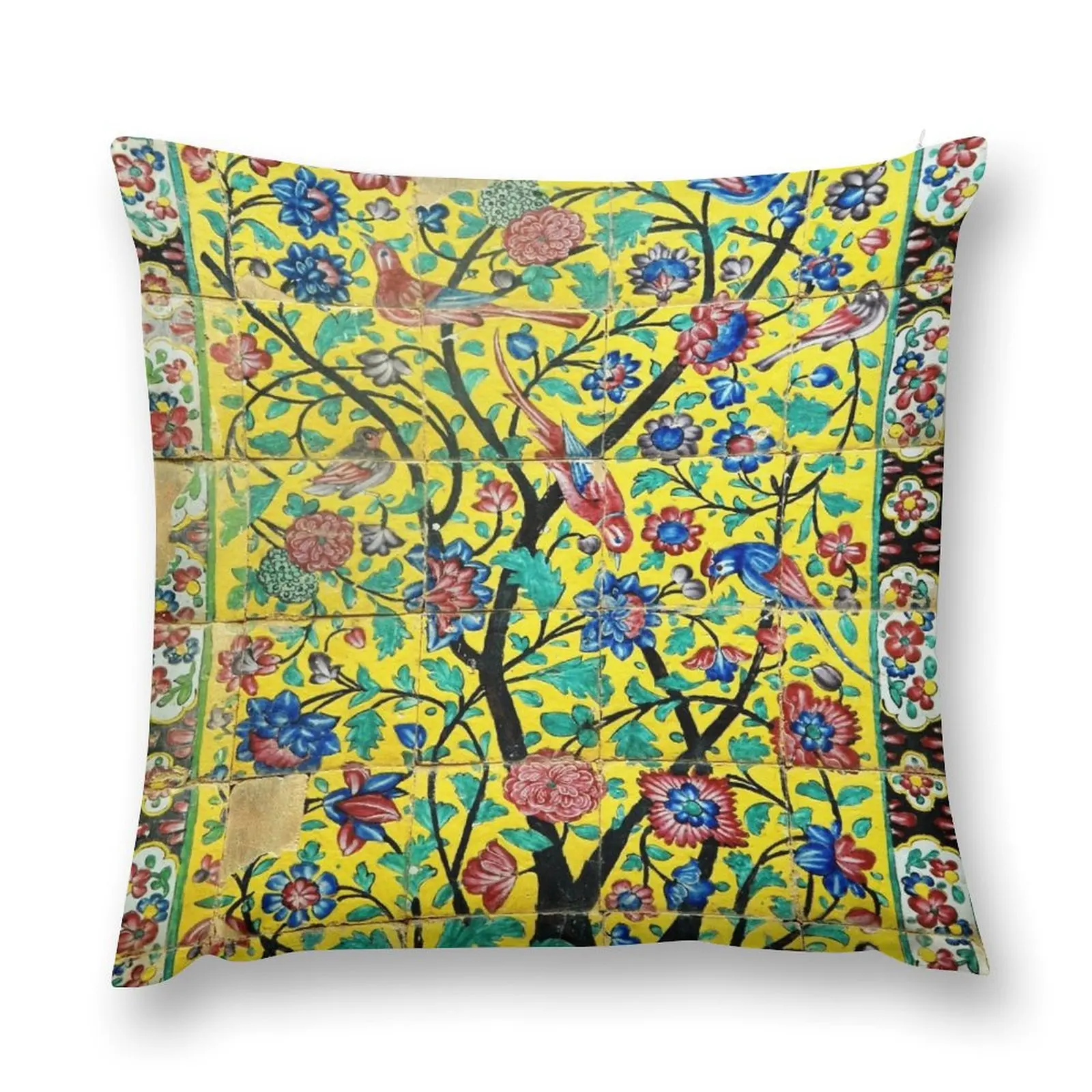 Мозаика из персидских цветов и птиц Шираз Иран декоративная подушка