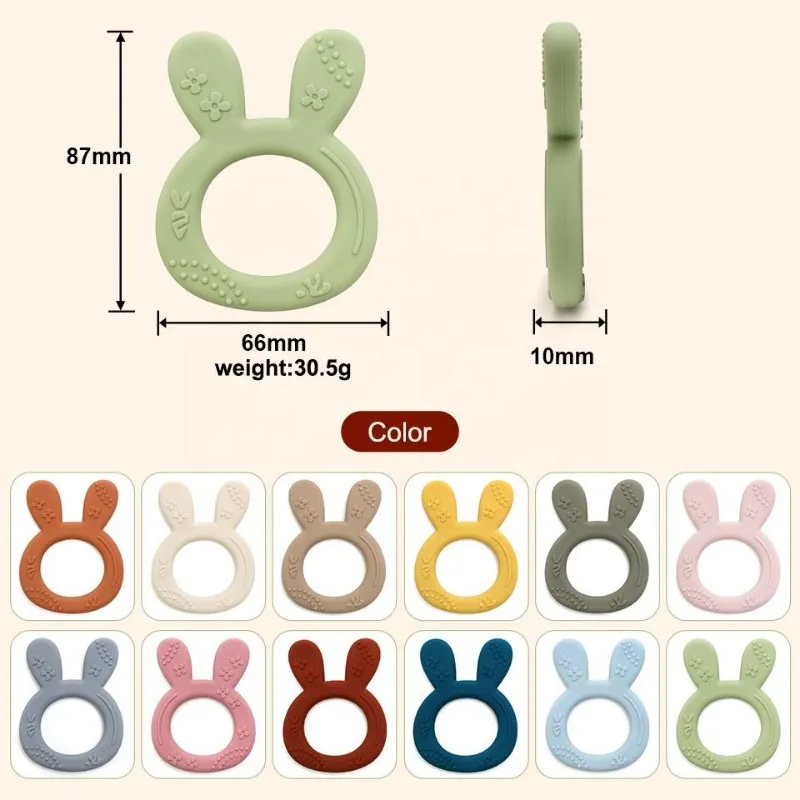 kreskówka królik dziecko miękki silikonowy gryzak pierścień BPA Free noworodka do żucia zabawka sensoryczna Food Grade maluch ząbkowanie